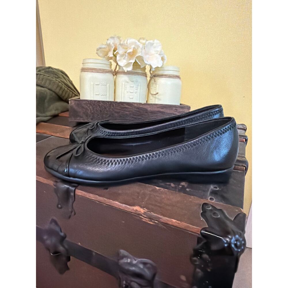 Aerosoles Black Ballet Flat Women's Size 8W Slip on Comfort Shoe Leather Office - Picture 3 of 7